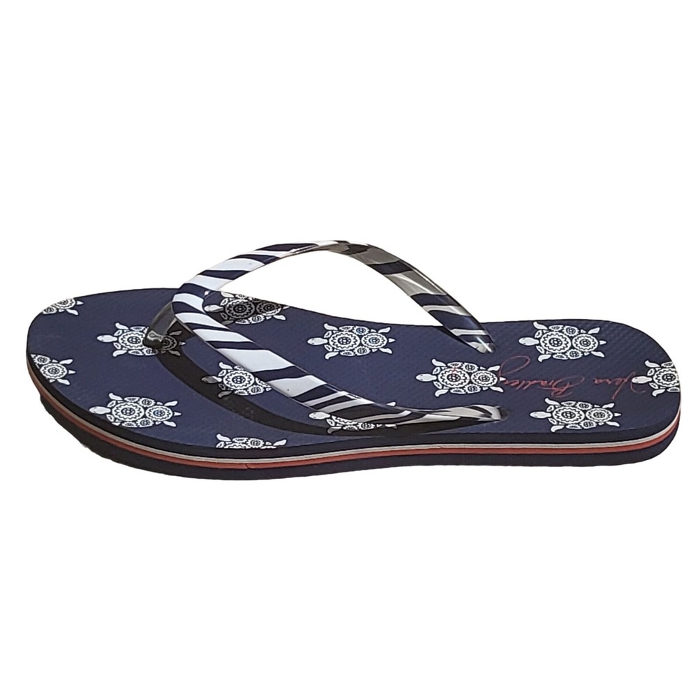Vera Bradley Thong Flip‎ Flops Womens Sz 5-6 Small Sea Turtles Striped Beach